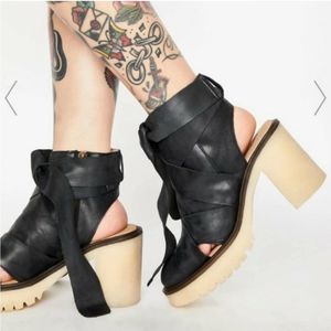 Free People Blake Platform Leather Lace Up Heeled Sandals